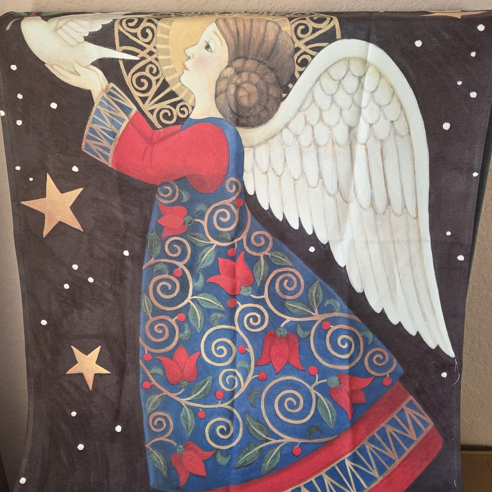 Stouffer Heavenly Angel Dove Panel Wall Hanging Folk Art Banner Celestial Decor